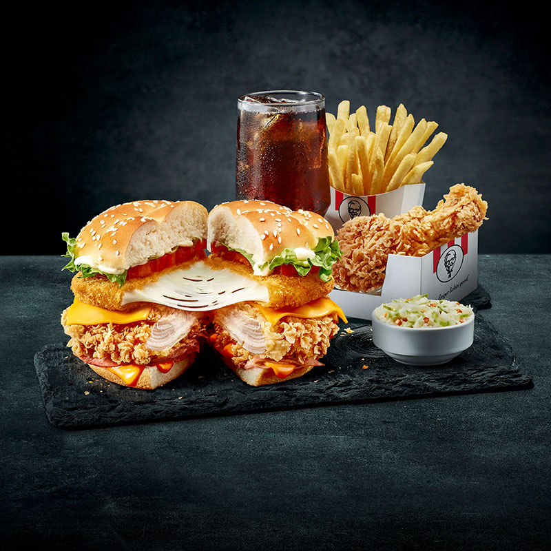 Coleslaw burger meal - KFC